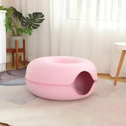 Cat Donut Bed Tunnel – Felt 2-in-1 Nest & Tunnel for Cats, Small & Large